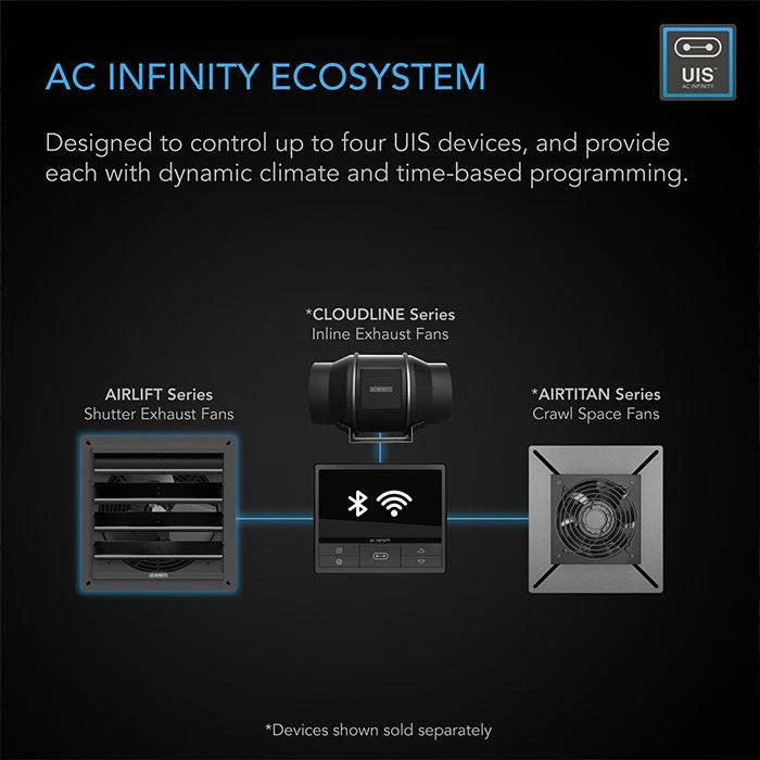 AC Infinity AIRLIFT T Series Smart Shutter Exhaust Ventilation Fan with Temperature Humidity Controller - Image 9