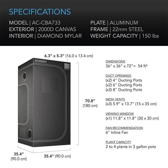 AC Infinity CLOUDLAB 3' x 3' Grow Tent - Image 6