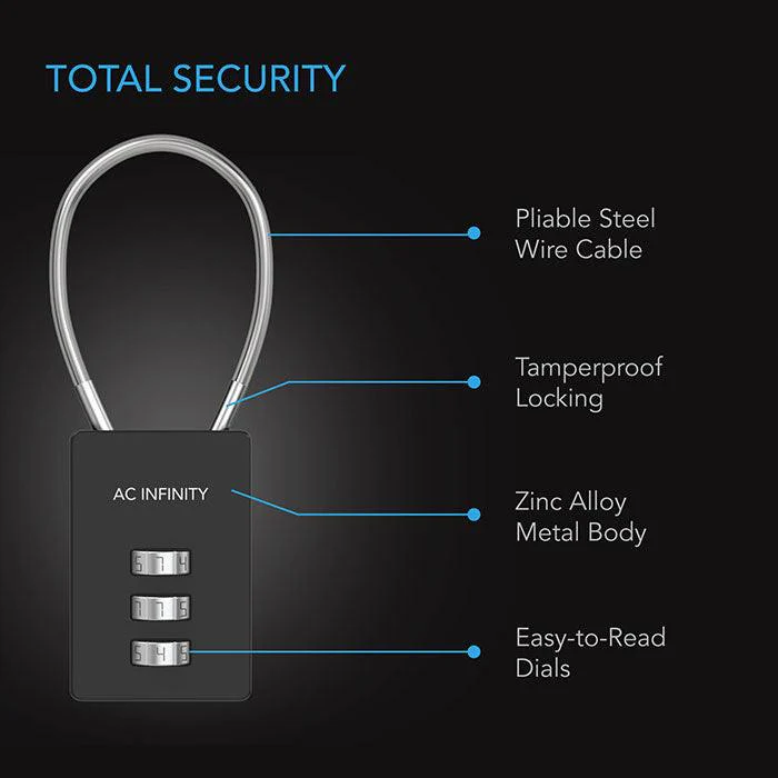 AC Infinity Flexible Steel Cable Loop Combination Lock, Pack of 2 - Image 4