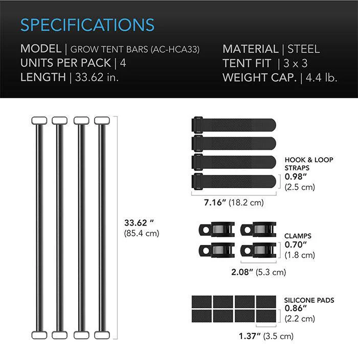 AC Infinity Grow Tent Mounting Bars For 3' x 3' CLOUDLAB Grow Tents - Image 2