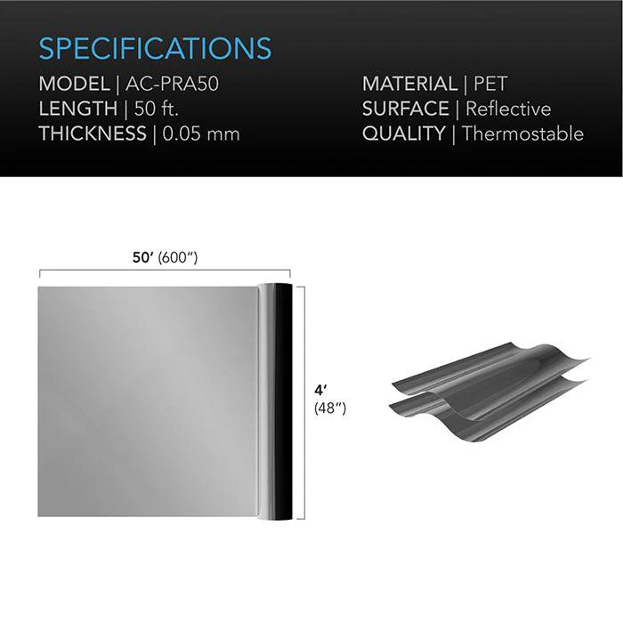 AC Infinity Reflective Mylar Film Roll, 4' x 100' - Image 7