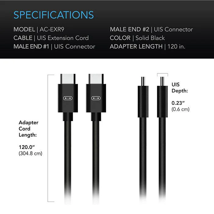 AC Infinity UIS to UIS Extension Cable, Male to Male, 10 ft. - Image 2