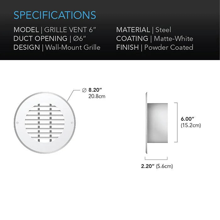 AC Infinity Wall-Mount Duct Grille Vent, White Steel - Image 10