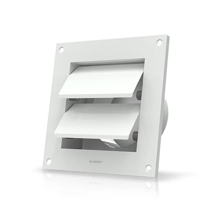 AC Infinity Wall-Mount Duct Shutter, White Steel, 4"
