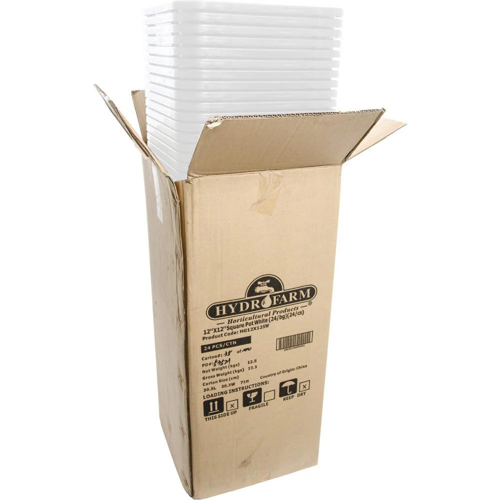 Active Aqua 12" x 12" Square White Pot, 12" Tall, Case of 24 - Image 4