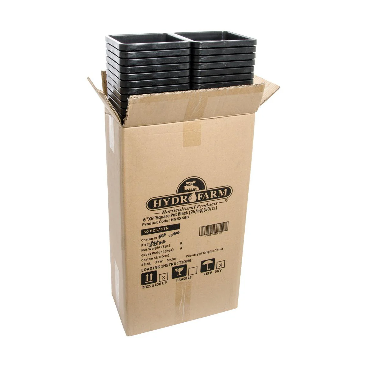 Active Aqua 5" x 5" Square Black Pot, 7" Tall, Case of 100 - Image 2