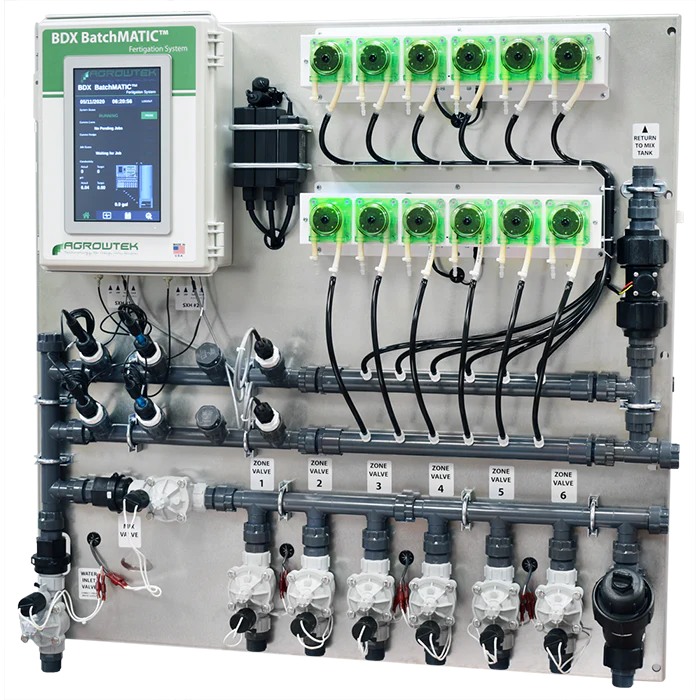 Agrowtek GrowControl BDX BatchMatic 6-Zone/5 Peristaltic Pump Fertigation System With Dual Temperature, pH, & EC Sensors - Image 3