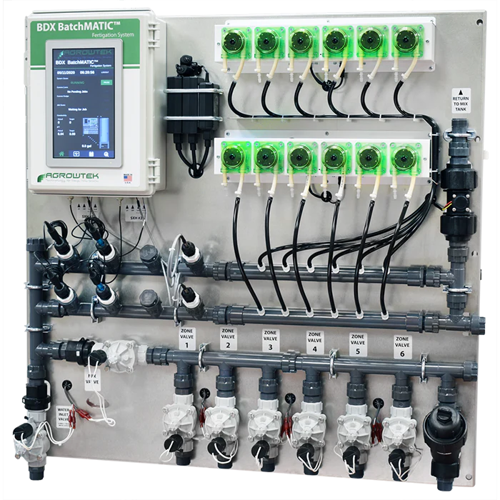 Agrowtek GrowControl BDX BatchMatic 6-Zone/6 Peristaltic Pump Fertigation System With Dual Temperature, pH, EC Sensors, & Single ORP Sensor - Image 3