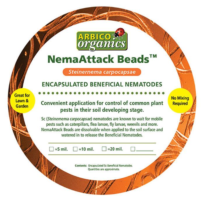 ARBICO Organics NemAttack Beads Steinernema Carpocapsae (Sc) Beneficial Nematodes, Pack of 10 Million