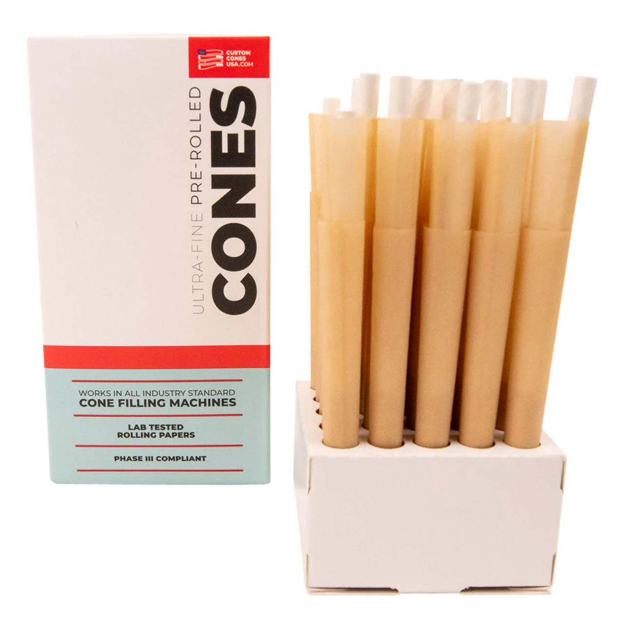 Custom Cones USA 109mm Pre-Rolled Cones, Natural Brown Paper with Wood Tip - Case of 50 - Image 3