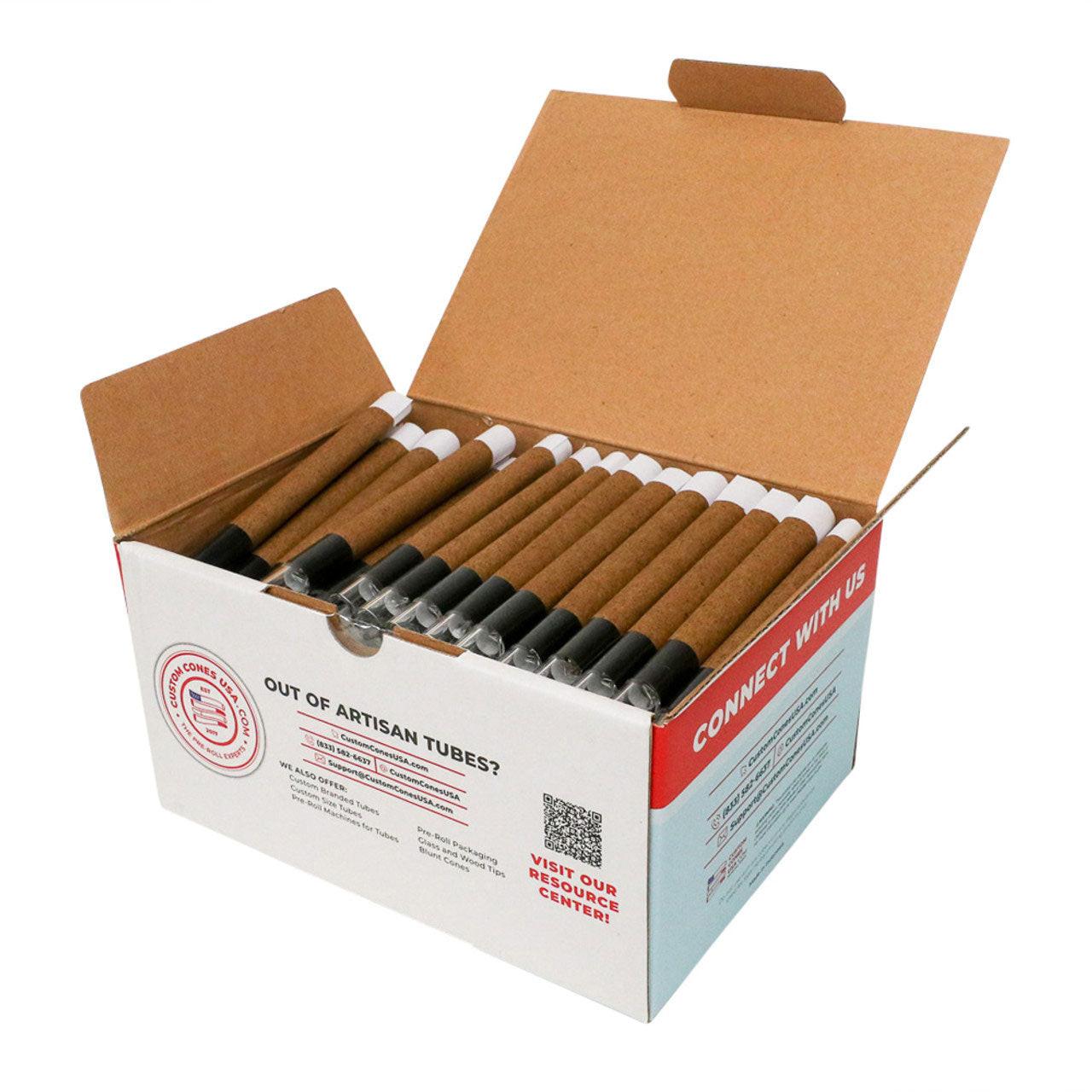 Custom Cones USA 109mm Pre-Rolled Tubes, Brown Hybrid Hemp Wrap with 11mm Wide Cylinder Glass Tip - Case of 100 - Image 2