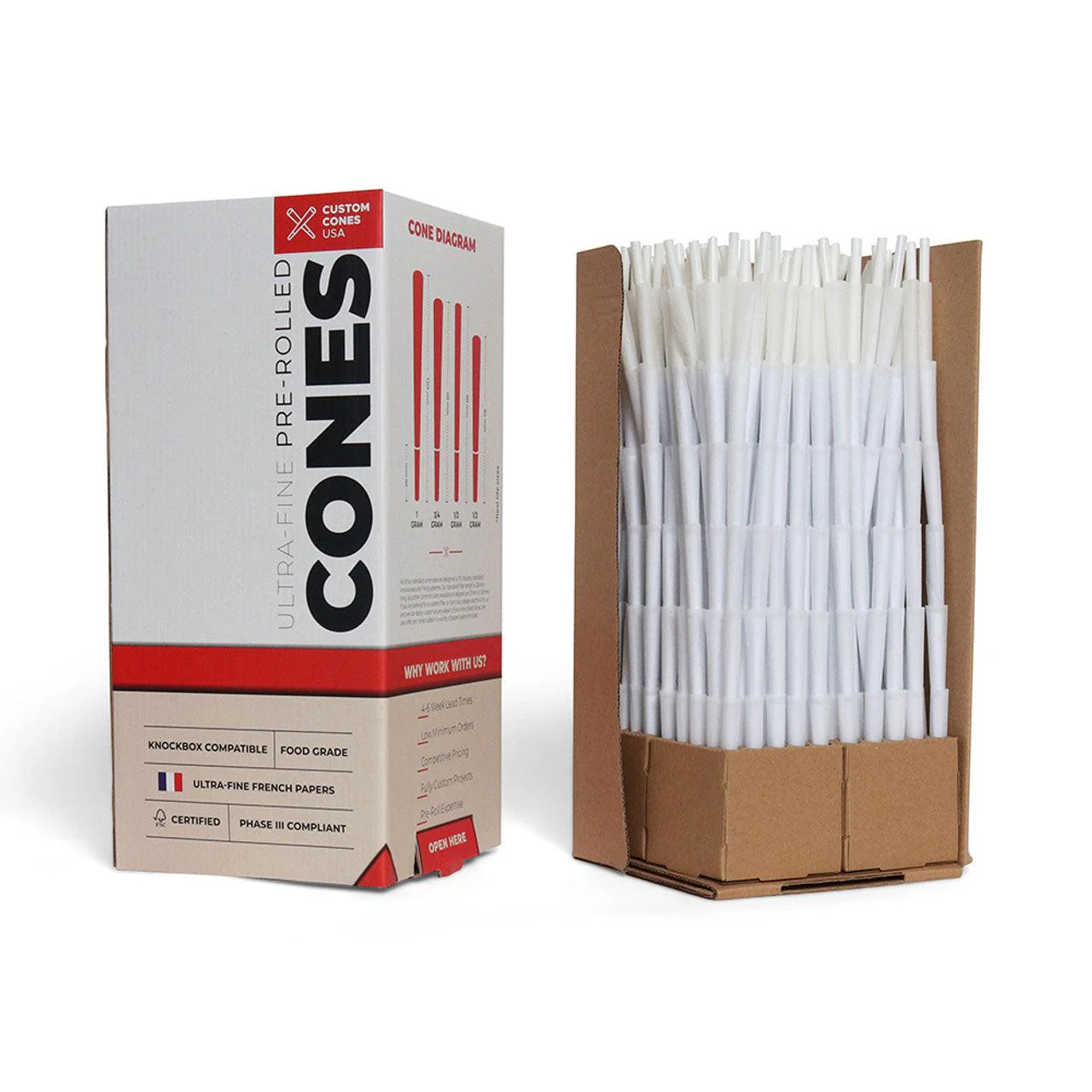 Custom Cones USA 84mm Dogwalker Pre-Rolled Cones, Refined White with 40mm Crutch - Case of 210 - Image 2