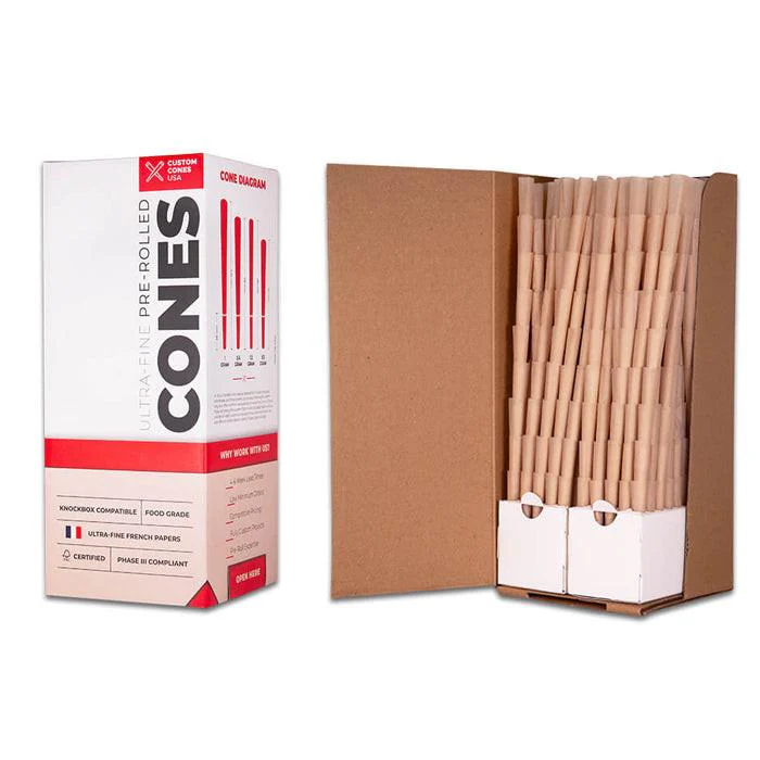 Custom Cones USA 84mm Pre-Rolled Cones, Natural Brown - Case of 900