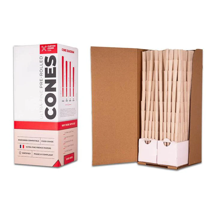 Custom Cones USA 84mm Pre-Rolled Cones, Organic Hemp Paper - Case of 900