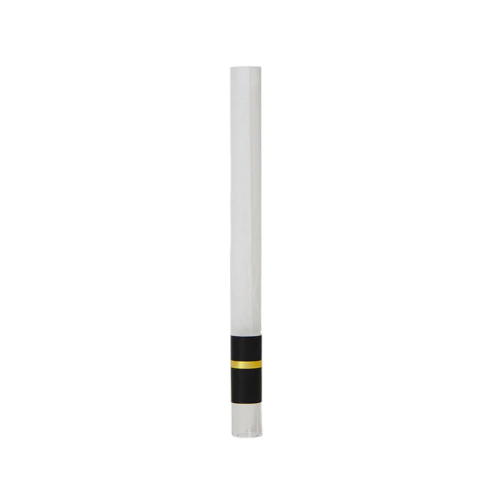 Custom Cones USA 109mm Pre-Rolled Tubes, Refined White Paper with 9mm Wide Wide Glass Tip, Black Band with Gold Stripe - Pack of 70