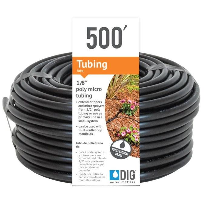 DIG 1/8 Inch Polyethylene Distribution Tubing, Black, 0.125 Inch ID x 0.187 Inch OD - 500 Feet - Pack of 5