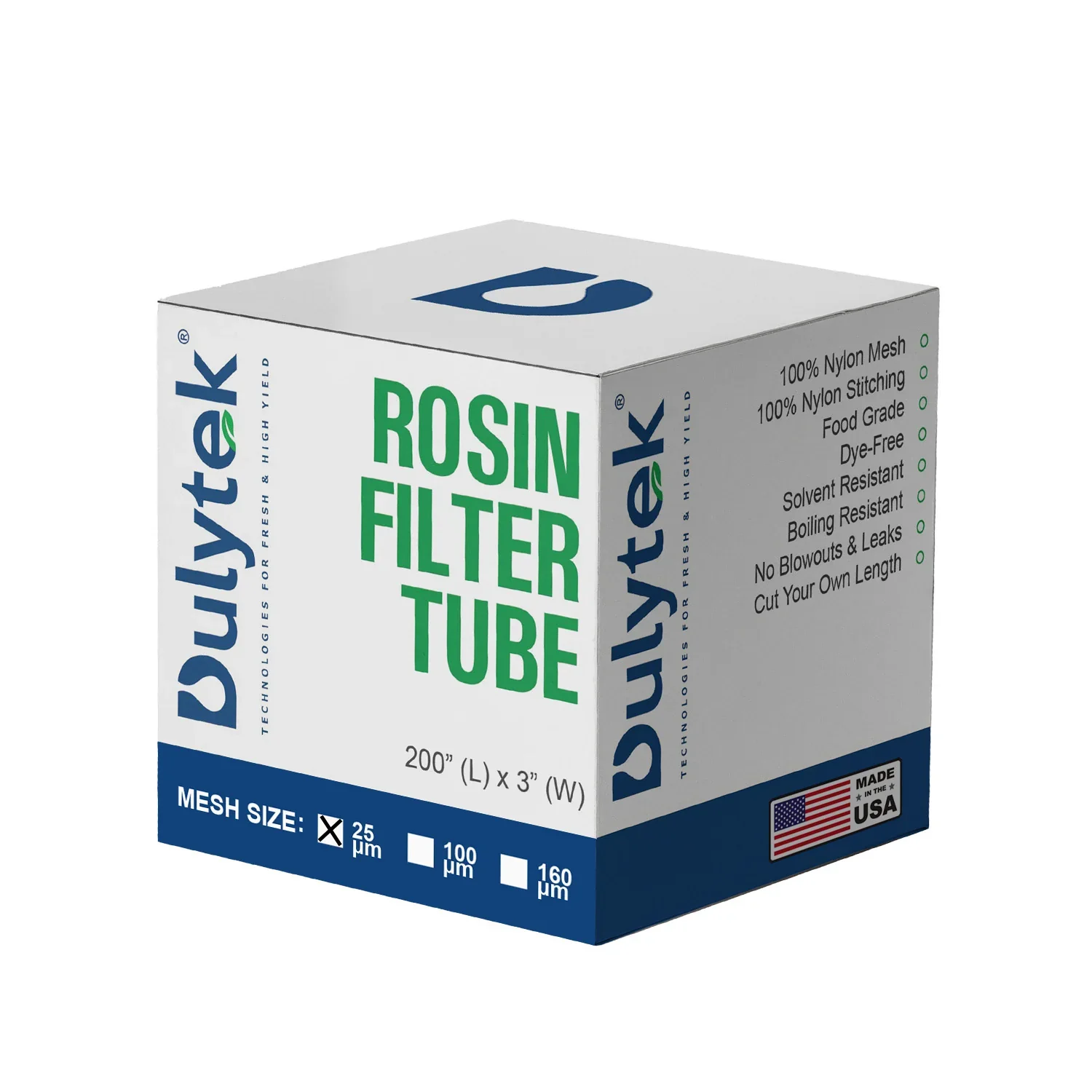 Dulytek Premium Nylon Rosin Filter Tube, 3" x 200" Roll, 25 Micron