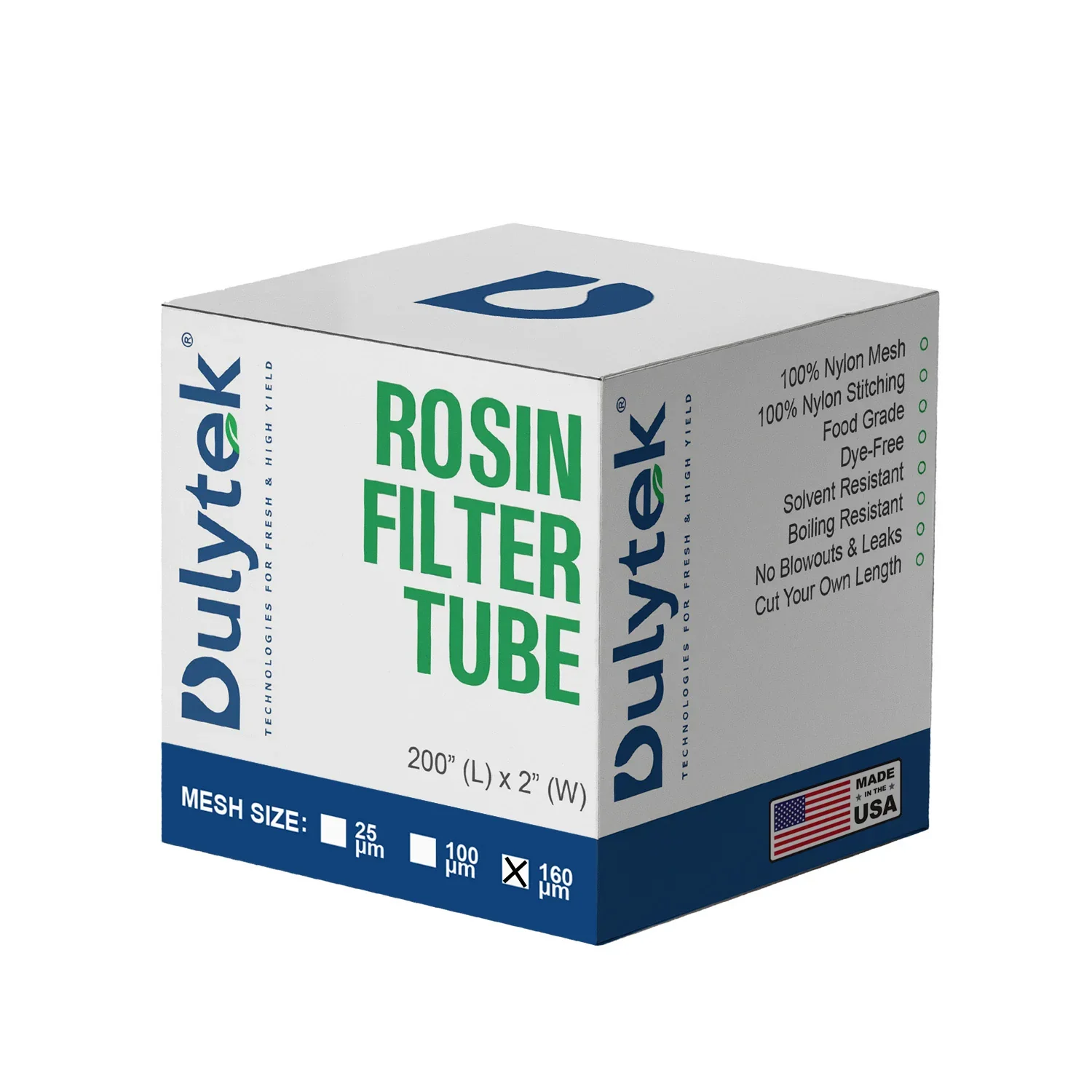 Dulytek Premium Nylon Rosin Filter Tube, 2" x 200" Roll, 160 Micron