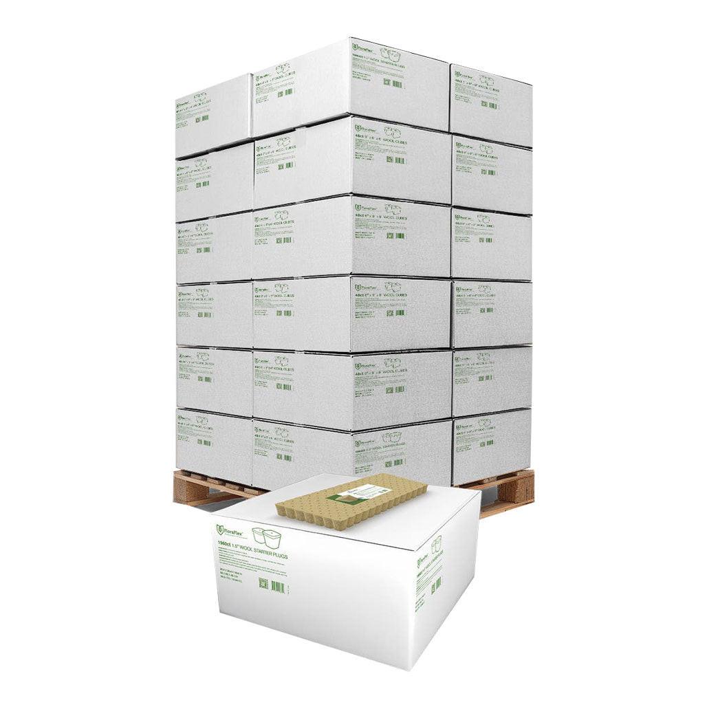 FloraFlex Wool 1.5" Propagation Plugs, 98 Per Slab, Pallet of 24 Cases (480 Slabs)