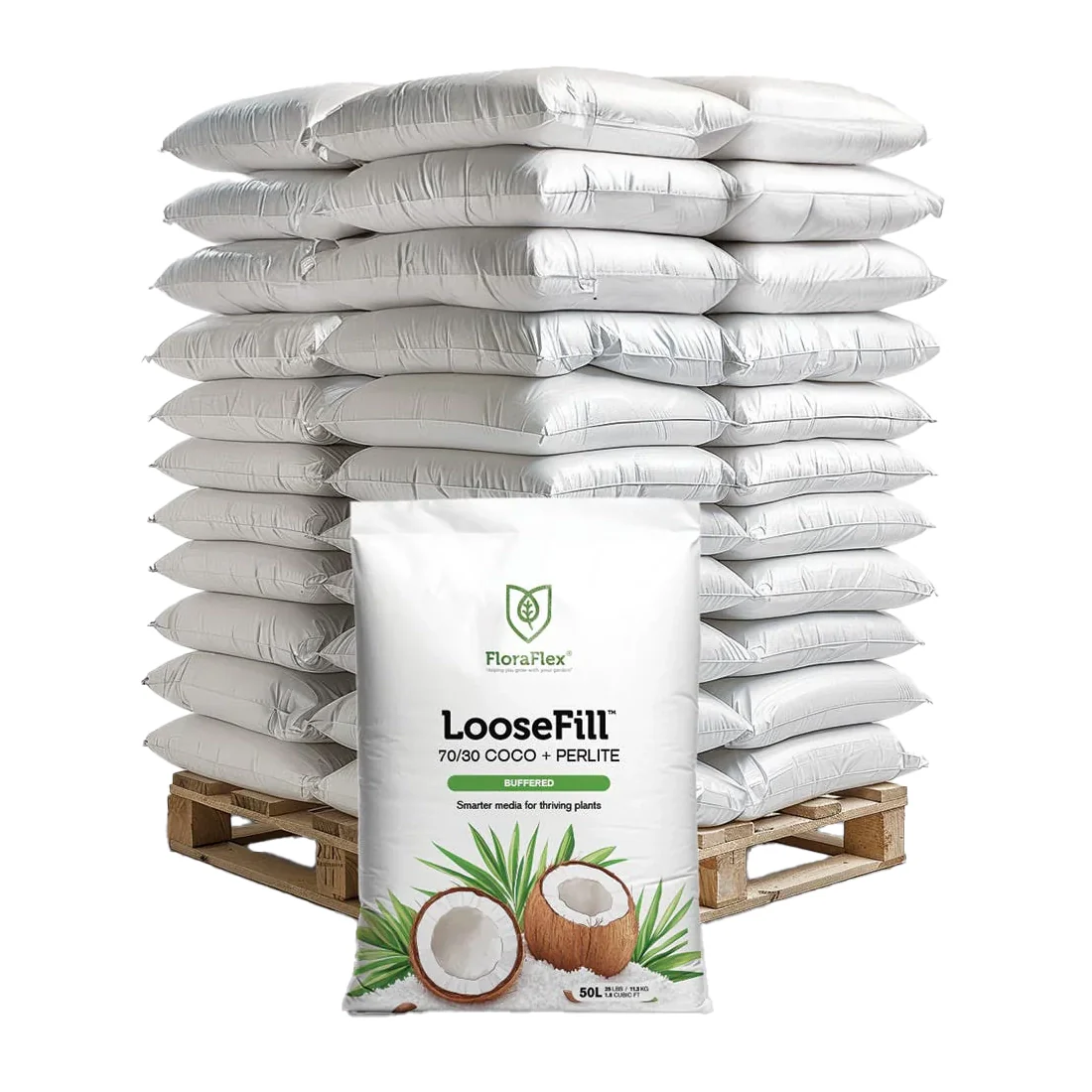 FloraFlex Buffered LooseFill 70/30 Coco + Perlite, 50 Liter, Pallet of 100 Bags