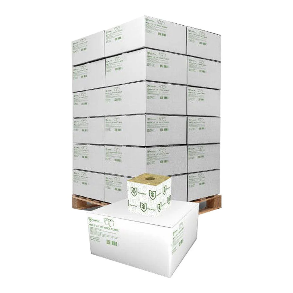 FloraFlex FloraWool Rockwool Block, 6" x 6" x 6", Pallet of 16 Cases (768 Total Blocks)