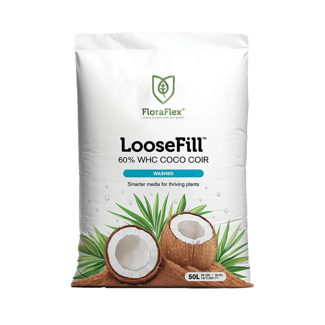 FloraFlex Washed LooseFill Coco Coir Bag, 60% WHC, 50 Liter