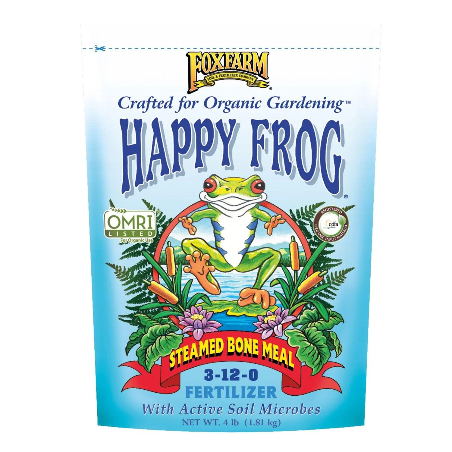 FoxFarm Happy Frog Steamed Bone Meal Dry Fertilizer, 4 lbs - Case of 12