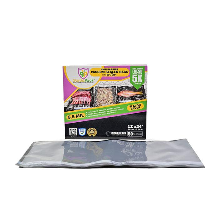 GardaPack High-Barrier Vacuum Seal Bag, Black and Clear, 11 in. x 24 in., Pack of 50 - Image 2