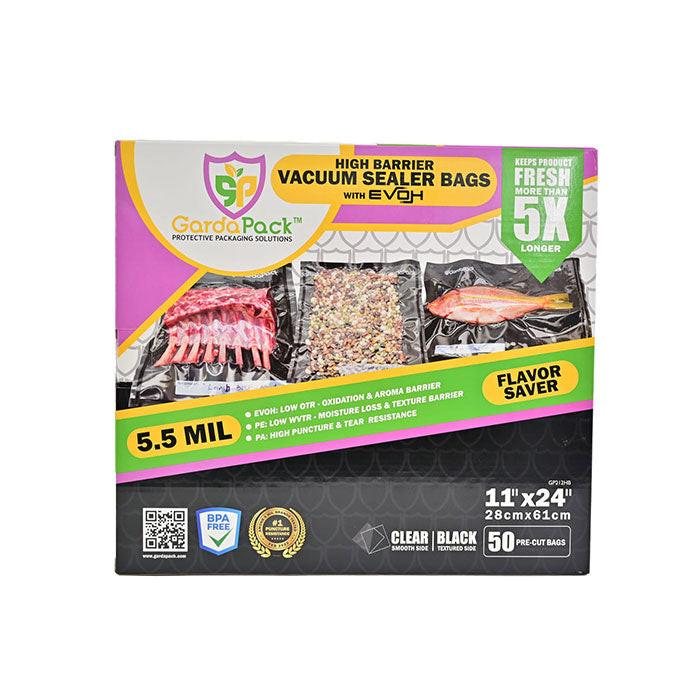 GardaPack High-Barrier Vacuum Seal Bag, Black and Clear, 11 in. x 24 in., Pack of 50 - Image 6