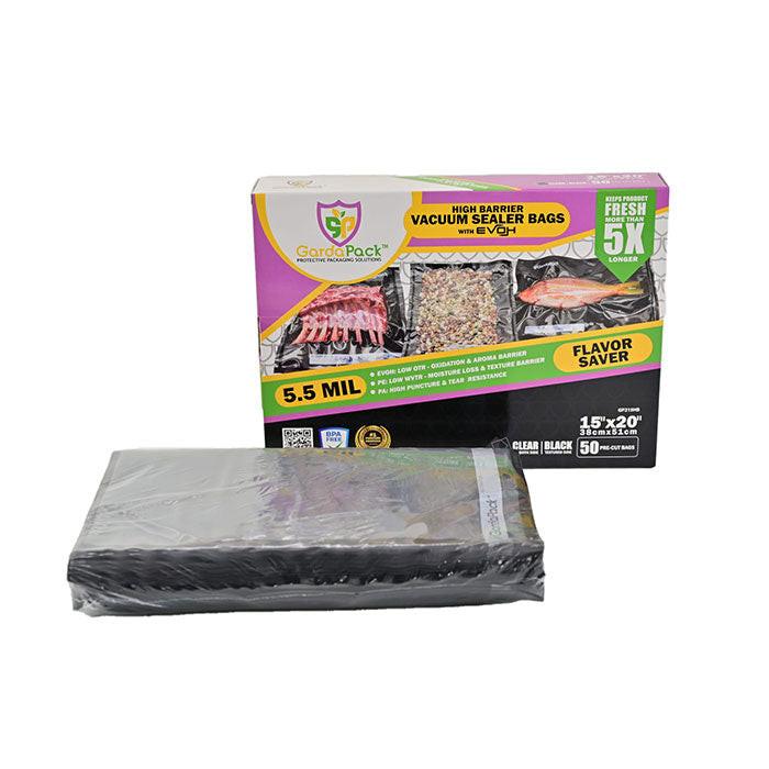 GardaPack High-Barrier Vacuum Seal Bag, Black and Clear, 11 in. x 24 in., Pack of 50 - Image 8