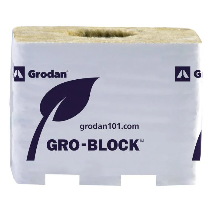 Grodan Gro-Block Improved GR7.5 Medium with Hole, 4" x 4" x 3" - Case of 180