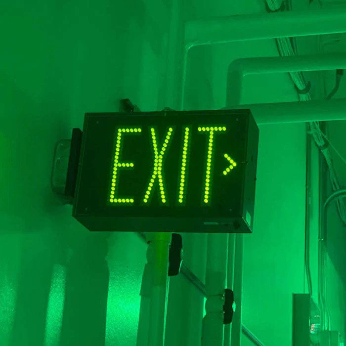Growlite Exit Sign, Double Face, 2 Soft Green LED Lamps, NiHM Battery and Self Diagnostics - Image 2