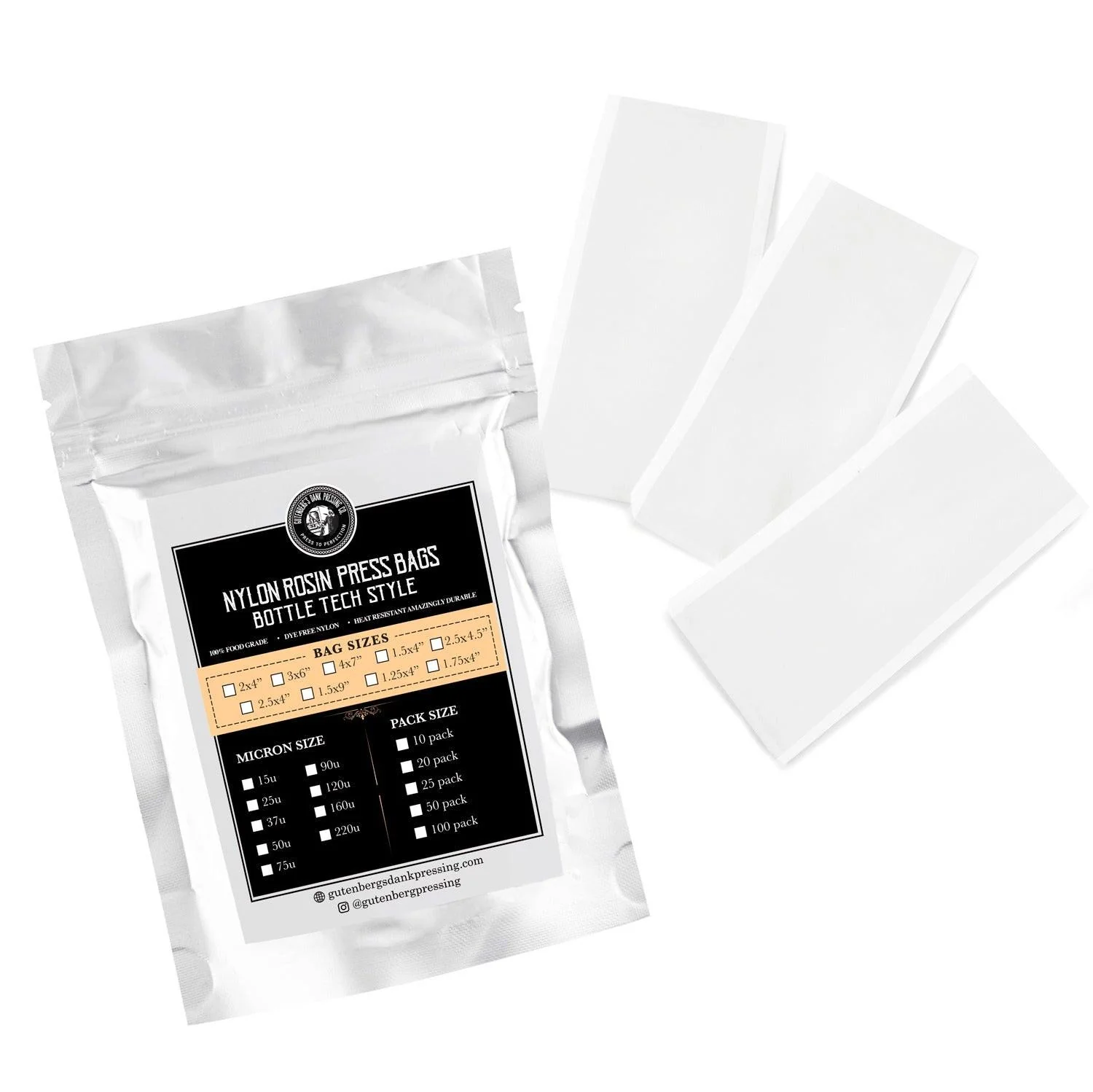Gutenbergs Dank Pressing Co. Bottle Tech Style Rosin Bags - Image 2