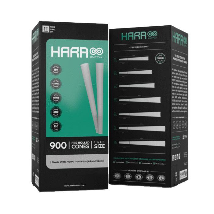 Hara Supply 1-1/4" Size 84mm/26mm Classic White Pre-Rolled Cones, Case of 6 Towers, 5400 Cones