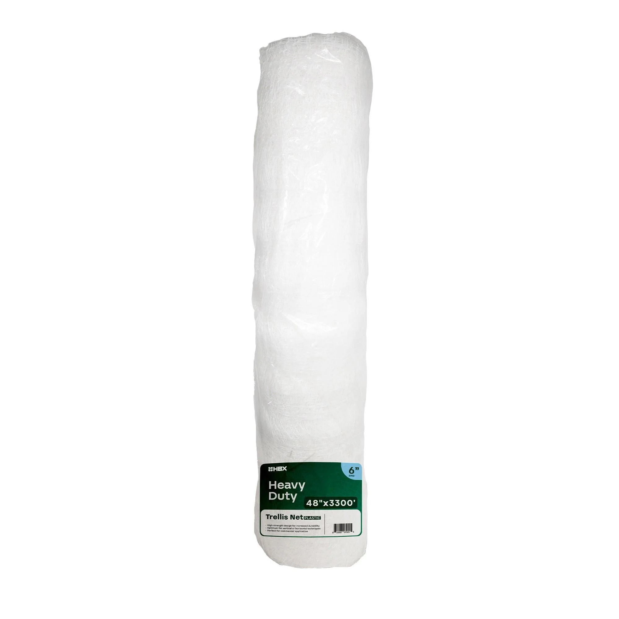 HBX Heavy-Duty Plastic Garden Trellis Netting, 6 Inch Square, 48 Inch x 3330 Foot
