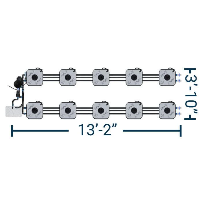 HydraMax Professional RDWC Hydroponic System, 2-Row, 10-Site System - Image 2