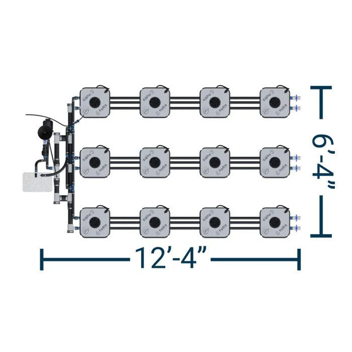 HydraMax Professional RDWC Hydroponic System, 3-Row, 12-Site System - Image 2