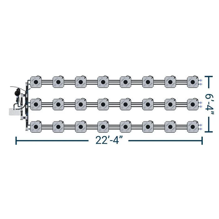HydraMax Professional RDWC Hydroponic System, 3-Row, 24-Site System - Image 2