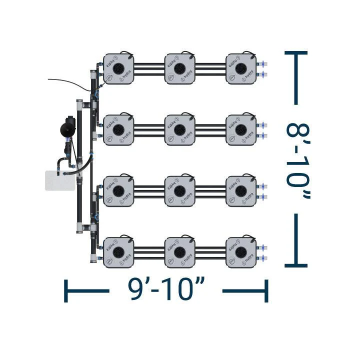 HydraMax Professional RDWC Hydroponic System, 4-Row, 12-Site System - Image 2