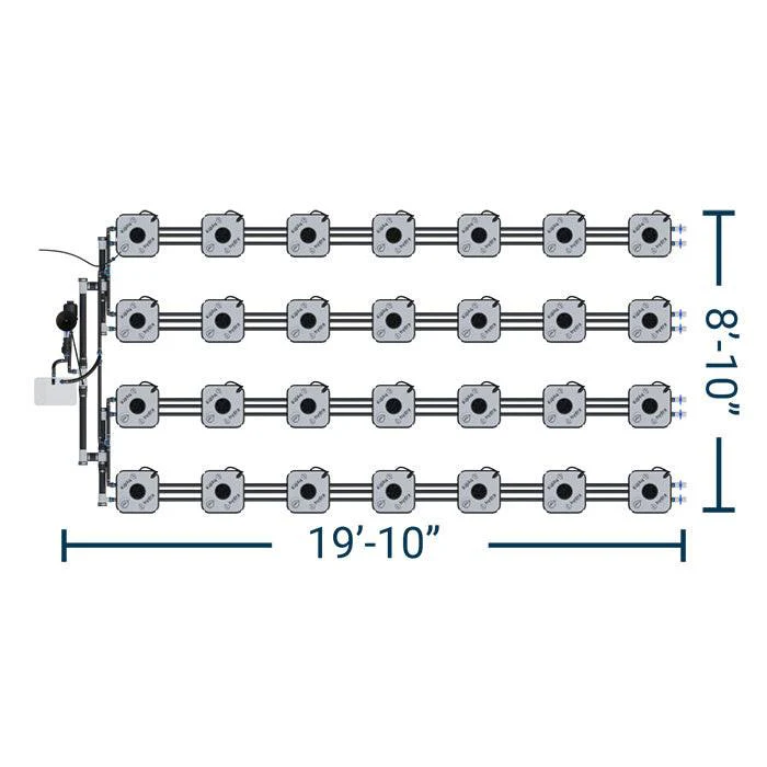 HydraMax Professional RDWC Hydroponic System, 4-Row, 28-Site System - Image 2