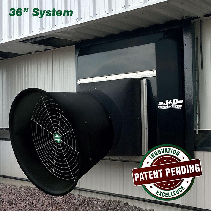 J&D Manufacturing Light Trap System, 36" - 12369 CFM (Direct Drive, 230/460 Volt, 1HP, Three Phase, With Cone, Poly Shutter, 2 Blade Nylon Prop) - Image 4