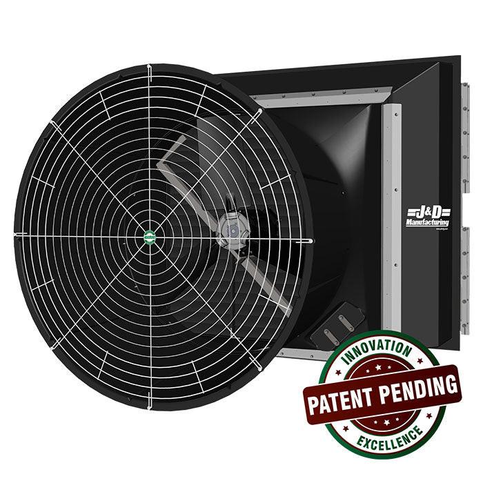 J&D Manufacturing Light Trap System, 36" - 13340 CFM (Direct Drive, 230/460 Volt, 1HP, Three Phase, With Cone, Aluminum Shutter, 2 Blade Nylon Prop) - Image 3