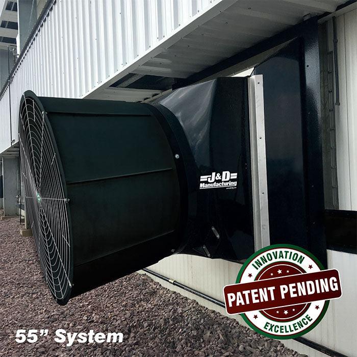 J&D Manufacturing Light Trap System, 55" - 28709 CFM (Permanent Magnet Drive, 208-240 Volt, 2.2kW, Single Phase, With Cone, Slant, Poly Shutter, 3 Blade Nylon Prop) - Image 4