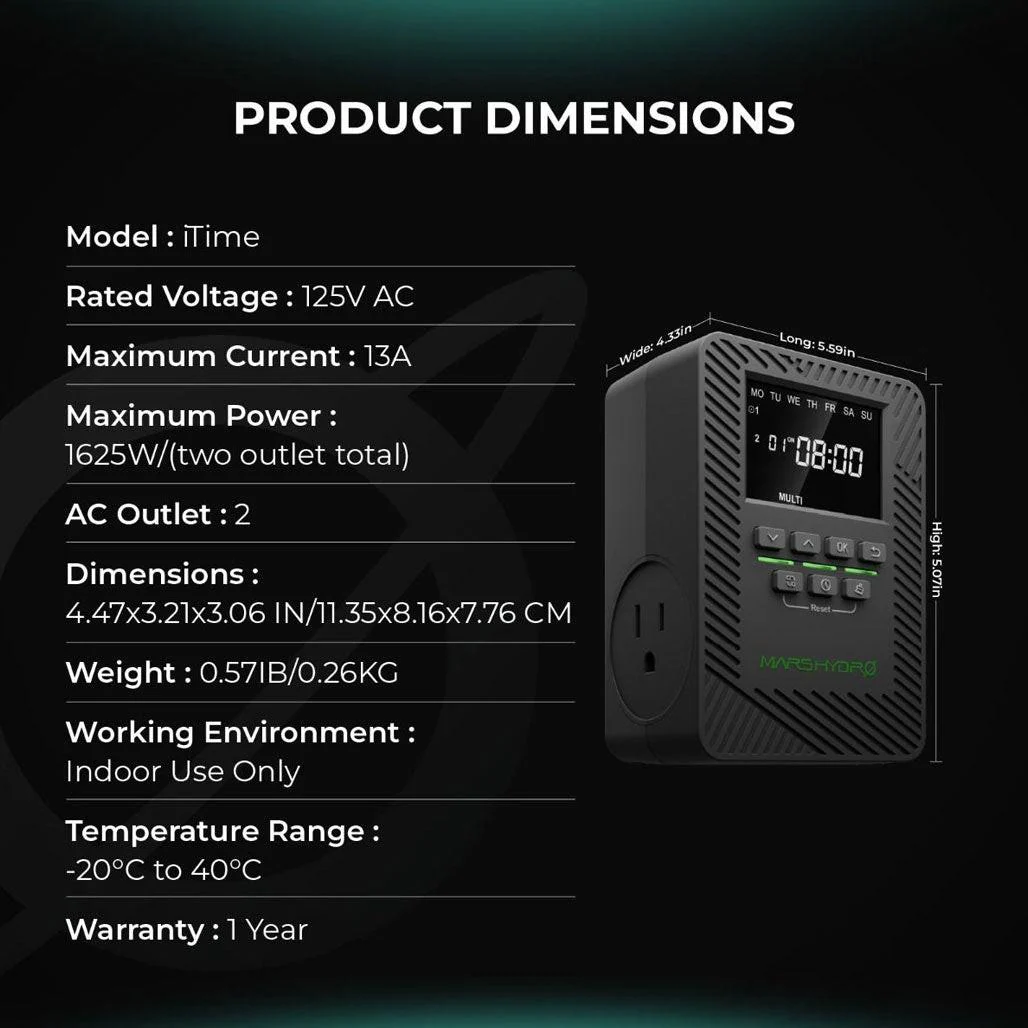Mars Hydro iTime 2-in-1 Smart Dual Outlet Timer - Image 7