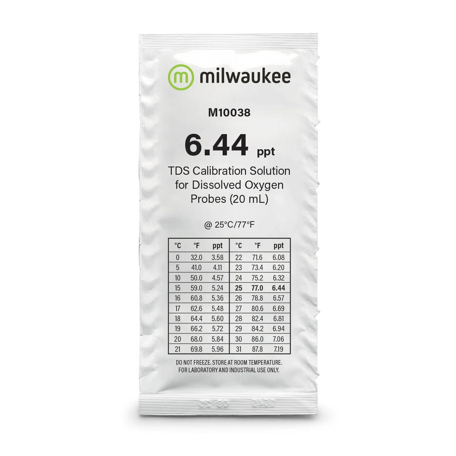Milwaukee 6.44 ppt TDS Calibration Solution Sachets, 20 mL - Case of 25
