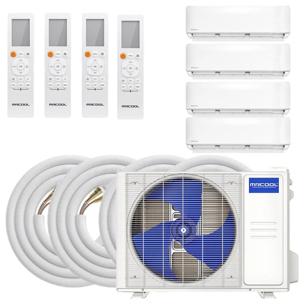 MRCOOL DIY GEN 5 24000 BTU Ductless Mini Split Air Conditioner With Heat Pump - 4 Zone Wall Mounted 6K+6K+6K+6K With Four 16 Foot Install Kits & Enhanced Wifi Connectivity, 230 Volts