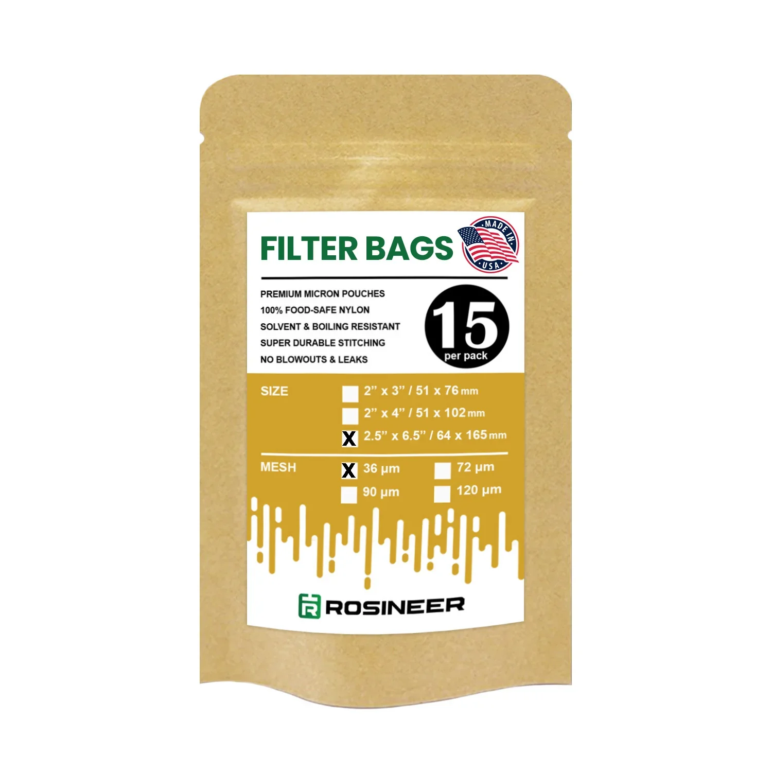 Rosineer Premium Filter Bags, 2.5" x 6.5" - Image 2