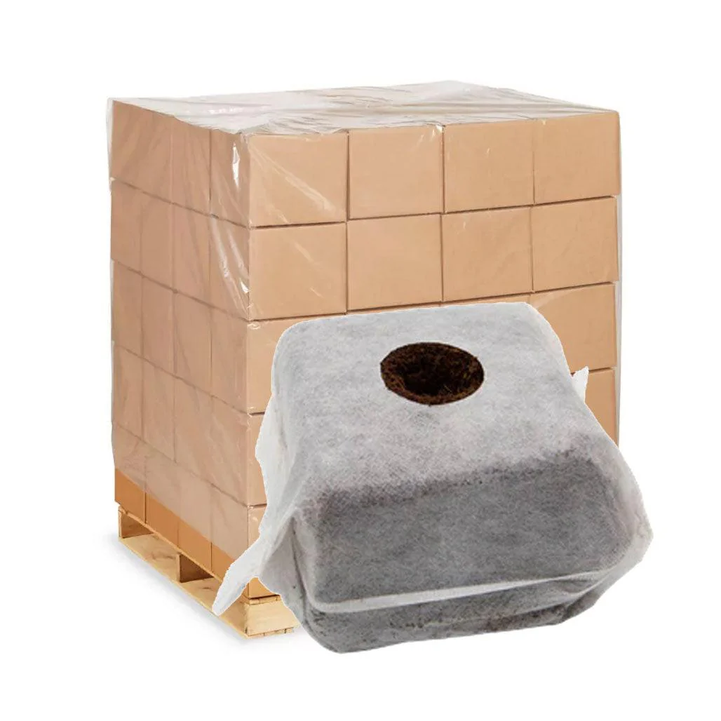 RxGreen Technologies, Inc. Compressed Clean Coco Cube 6 x 6 x 4 Inch - Case of 62 - Pallet of 54 Cases (3348 Total Blocks)