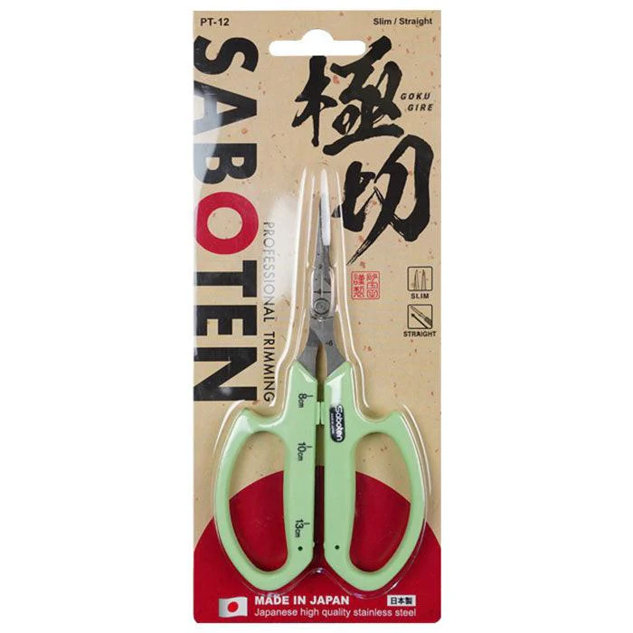 Saboten PT-12 Stainless Steel Straight Blade Trimming Scissors, Green - Image 2