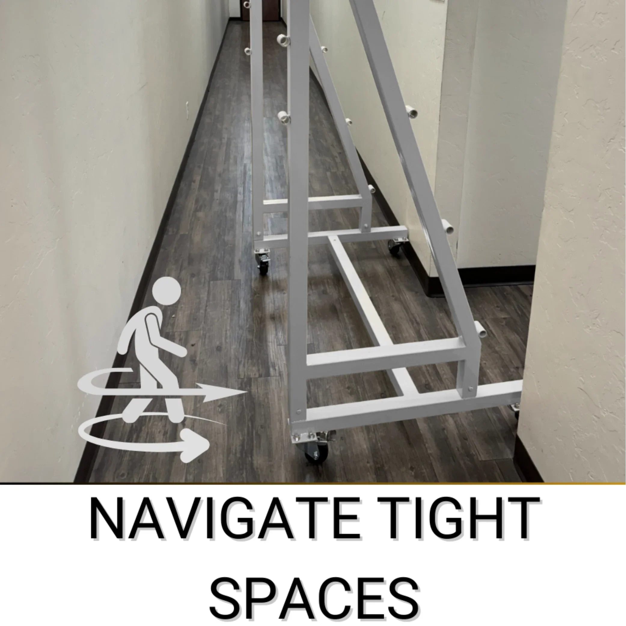 Trellis Slayer 9000 Trellis Mover by Common Culture - White Powder Coated w/ 6" Rubber Casters - 4 Rolls Capacity - Image 9